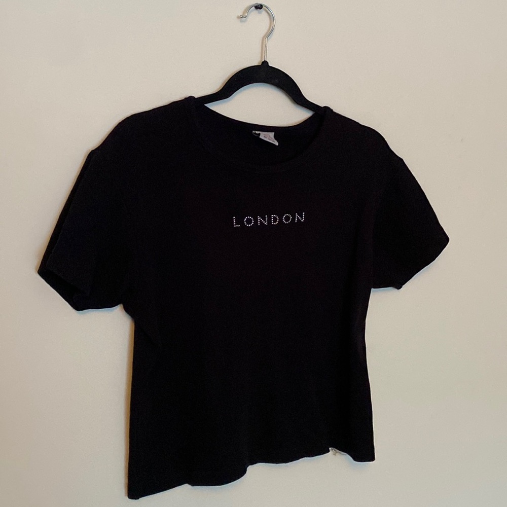Skinny Tee. Small Black Bedazzled Tee Shirt